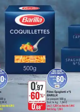 G20 Pâtes spaghetti n°5 barilla offre
