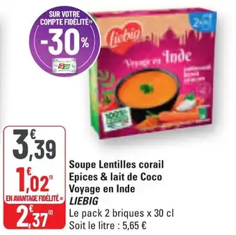 G20 Soupe lentilles corail epices & lait de coco voyage en inde liebig offre