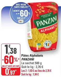 G20 Pâtes alphabets panzani offre