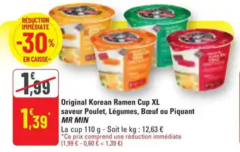 G20 Original korean ramen cup xl saveur poulet légumes boeuf ou piquant mr min offre