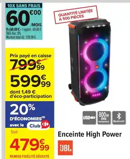 Carrefour Jbl enceinte high power offre