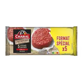 Carrefour 5 steaks hachés authentique15% m.g. charal offre