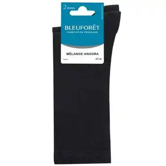 Carrefour Bleu foret mi-chaussettes femme duo jersey angora offre