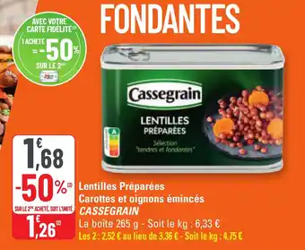 G20 Lentilles préparées carottes et oignons émincés cassegrain offre