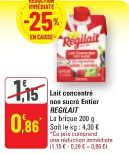 G20 Lait concentré non sucré entier regilait offre