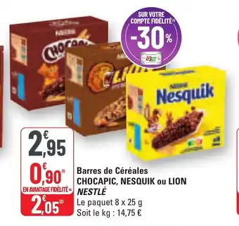 G20 Barres de céréales chocapic nesquik ou lion nestle offre