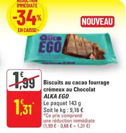 G20 Biscuits au cacao fourrage crémeux au chocolat alka ego offre