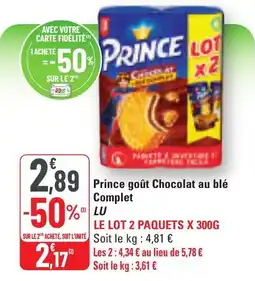 G20 Prince goût chocolat au blé complet lu offre