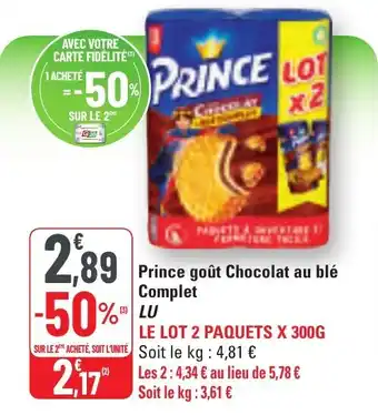 G20 Prince goût chocolat au blé complet lu offre
