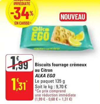 G20 Biscuits fourrage crémeux au citron alka ego offre