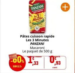 Coccinelle Supermarché PANZANI Pâtes cuisson rapide Les 3 Minutes offre