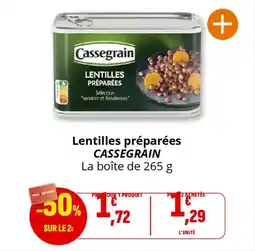 Coccinelle Supermarché CASSEGRAIN Lentilles préparées offre