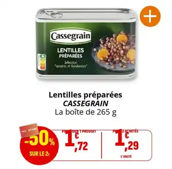 Coccinelle Supermarché CASSEGRAIN Lentilles préparées offre