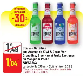 G20 Boisson gazéifiée aux arômes de kiwi & citron vert grenadine blue hawaï fruits exotiques ou mangue & pêche freez mix offre