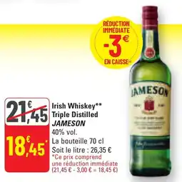 G20 Irish whiskey triple distilled jameson offre