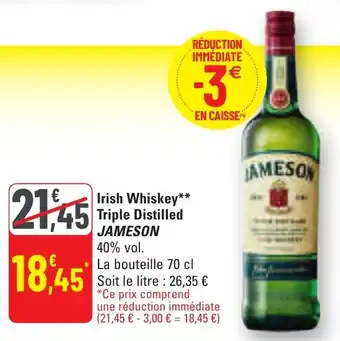 G20 Irish whiskey triple distilled jameson offre