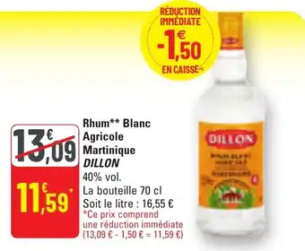 G20 Rhum blanc agricole martinique dillon offre