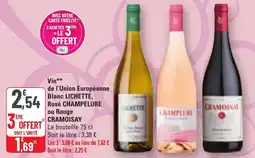 G20 Vin de l'union européenne blanc lichette rosé champelure ou rouge cramoisay offre