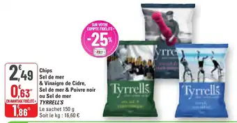 G20 Chips sel de mer & vinaigre de cidre sel de mer & poivre noir ou sel de mer tyrrell's offre
