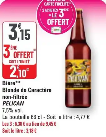 G20 Bière blonde de caractère non-filtrée pelican offre