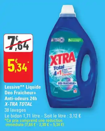 G20 Lessive liquide déo fraîcheur+ anti-odeurs 24h x-tra total offre