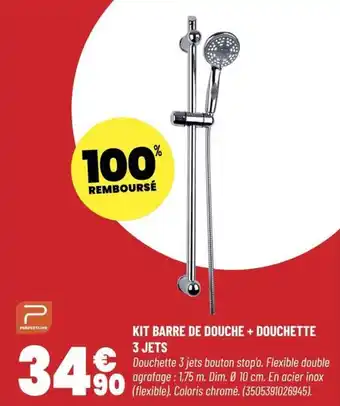 Kit barre de douche + douchette 3 jets