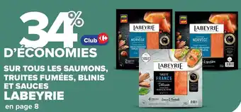 Carrefour Market Sur tous les saumons truites fumées blinis et sauces labeyrie offre