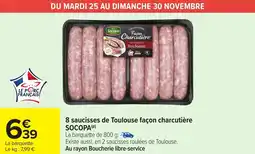 Carrefour Market 8 saucisses de toulouse façon charcutière socopa offre
