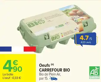 Oeufs carrefour bio