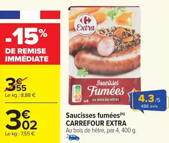 Carrefour Market Saucisses fumées carrefour extra offre