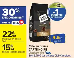 Carrefour Market Café en grains carte noire offre