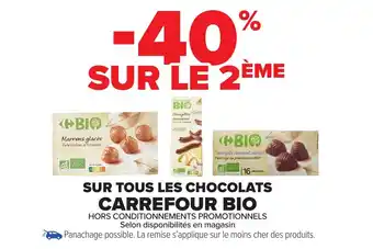 Carrefour Market Sur tous les chocolats carrefour bio offre