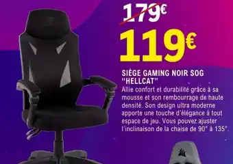 Siège gaming noir sog "hellcat"