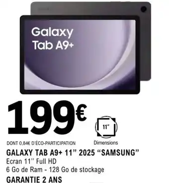 E.Leclerc Espace Culturel SAMSUNG Galaxy tab a9+ 11" 2025 offre