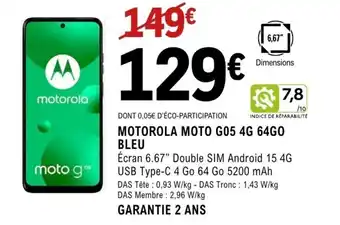 E.Leclerc Espace Culturel MOTOROLA Moto g05 4g 64go bleu offre