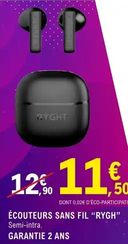 E.Leclerc Espace Culturel Écouteurs sans fil "rygh" offre