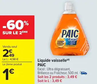 Carrefour Market Liquide vaisselle paic offre