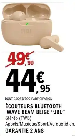E.Leclerc Espace Culturel JBL Écouteurs bluetooth wave beam beige offre