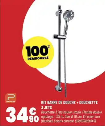 Bricomarché Kit barre de douche + douchette 3 jets offre