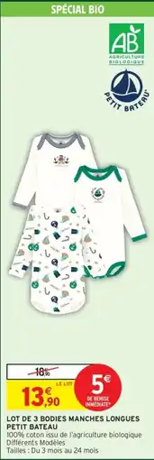 Intermarché Lot de 3 bodies manches longues petit bateau offre