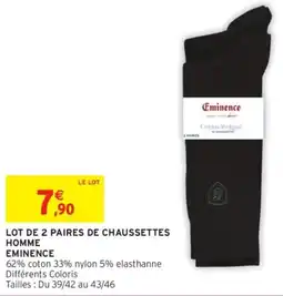 Intermarché Lot de 2 paires de chaussettes homme eminence offre