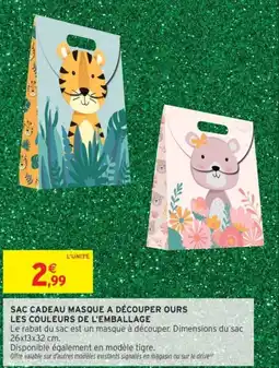 Intermarché Sac cadeau masque a découper ours les couleurs de l'emballage offre