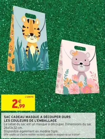 Intermarché Sac cadeau masque a découper ours les couleurs de l'emballage offre