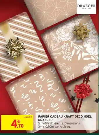 Intermarché Papier cadeau kraft déco noel draeger offre
