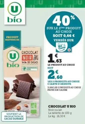 Super U Chocolat u bio offre