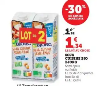 Super U Soja cuisine bio bjorg offre
