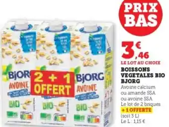 Super U Boissons vegetales bio bjorg offre