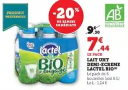 Super U Lait uht demi-ecreme lactel bio offre