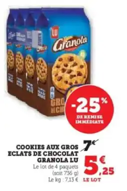 Super U Cookies aux gros eclats de chocolat granola offre