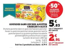 Super U Gourdes sans sucres ajoutes charles & alice offre